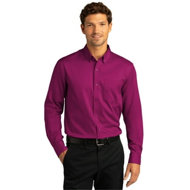 Port Authority W808 Long Sleeve SuperPro React Twill Shirt, Wild Berry, XS