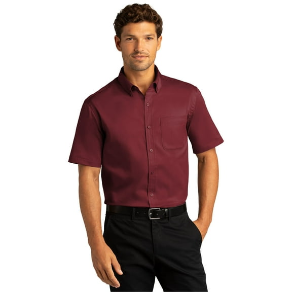 Port Authority W809 Short Sleeve React Twill Shirt, Mens Casual Button Down Shirts