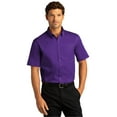thumbnail image 1 of Port Authority W809 Short Sleeve SuperPro React Twill Shirt, Purple, XS, 1 of 5