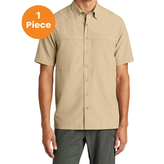 Port Authority W961 Short Sleeve UV Daybreak Shirt, Light Blue, XS, Men's Dress Shirt