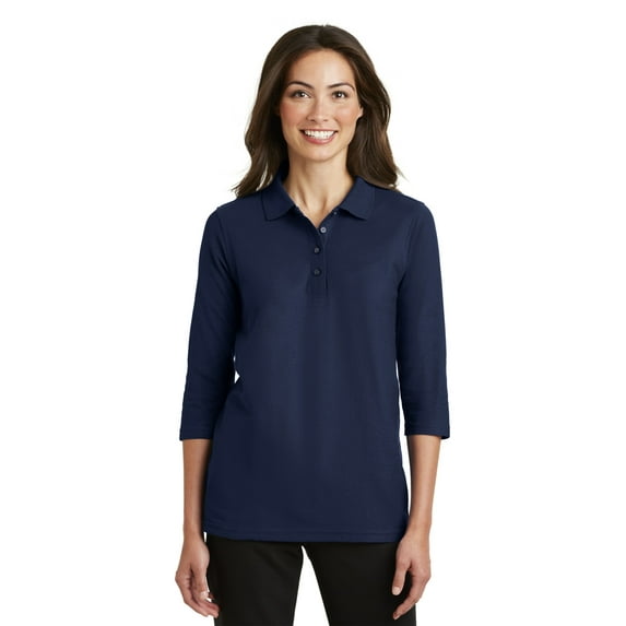 Port Authority Women’S Silk Touch 3/4-Sleeve Polo. L562.