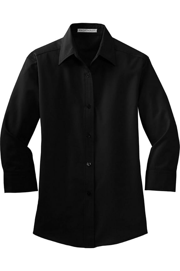 Women's 3/4-Sleeve Easy Care Shirt. L612, Black M
