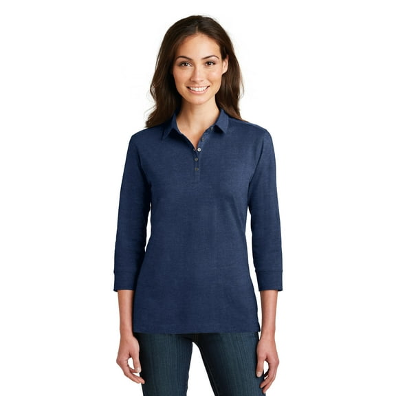 Port Authority Women's 3/4-Sleeve Meridian Cotton Blend Polo. L578
