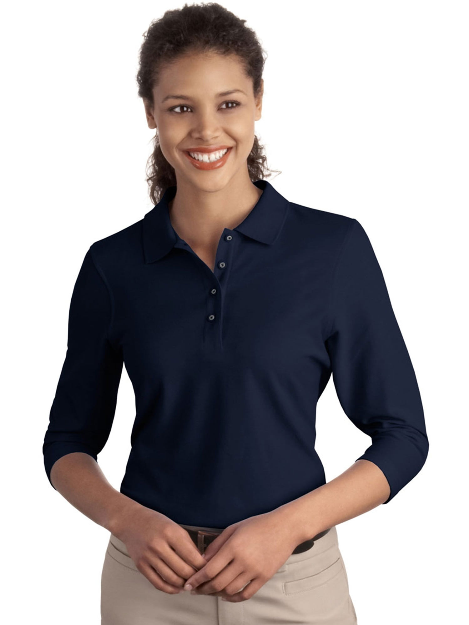 Women's polo shirts 3 4 sleeve sales