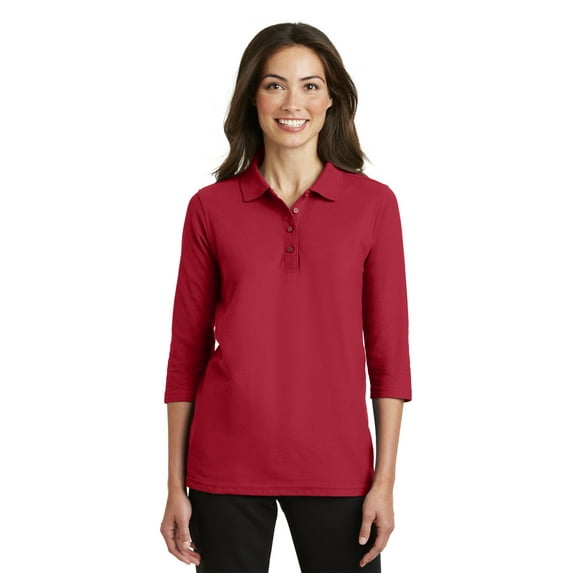 Port Authority Women's Classic Silk Touch 3/4 Sleeve Polo Shirt