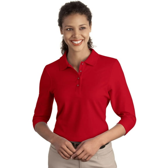Port Authority Women's Classic Silk Touch 3/4 Sleeve Polo Shirt