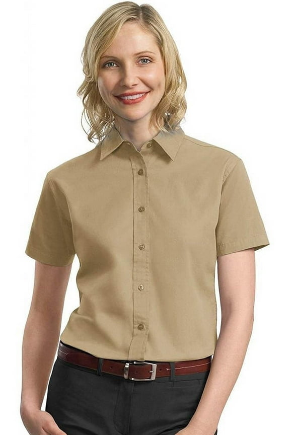 Women's Comfortable Short Sleeve Twill Shirt