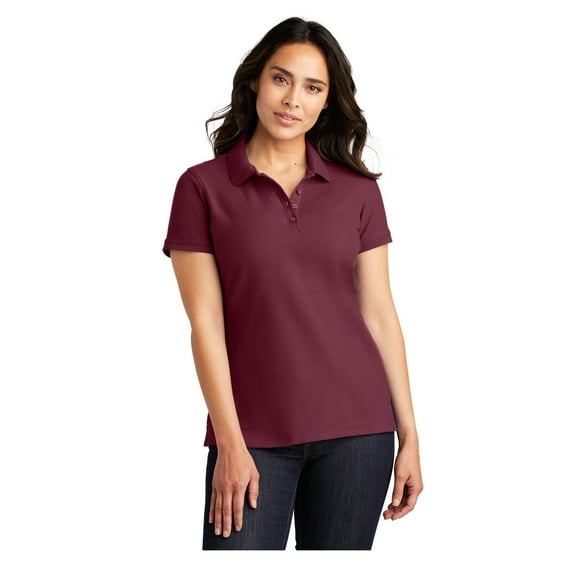 Port Authority Women's Core Classic Pique Polo Shirt Burgundy Large