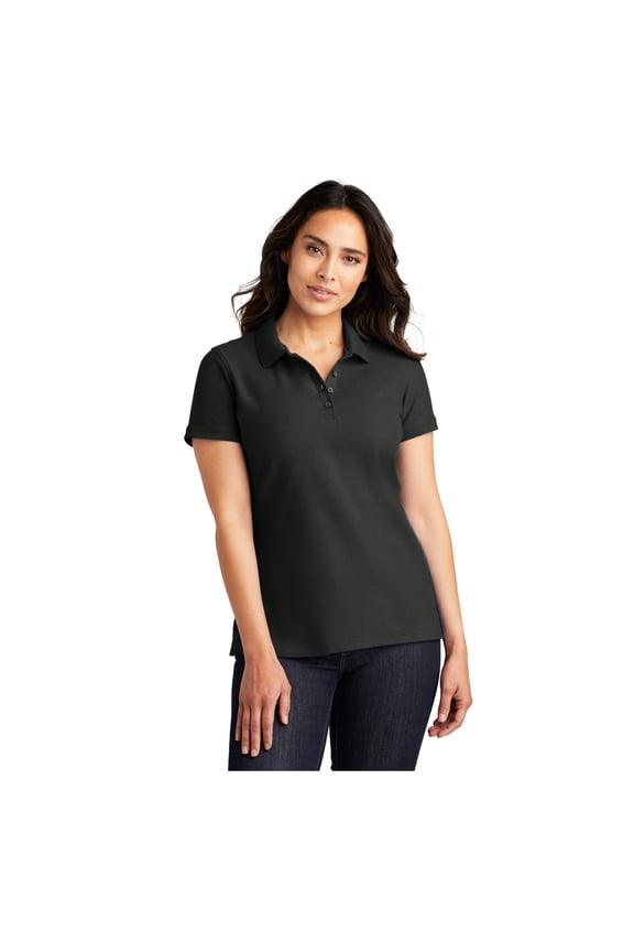 Women's Core Classic Pique Polo Shirt Deep Black 4X-Large