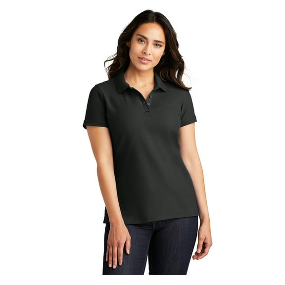 Port Authority Women's Core Classic Pique Polo Shirt Deep Black Medium