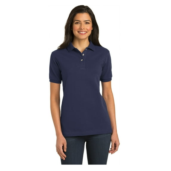 Port Authority Women's Heavyweight Cotton Pique Classic Fit Polo Shirt Navy Small