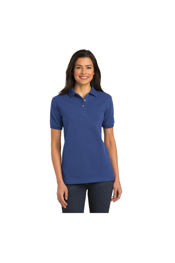 Women's Heavyweight Cotton Pique Classic Fit Polo Shirt Royal Large