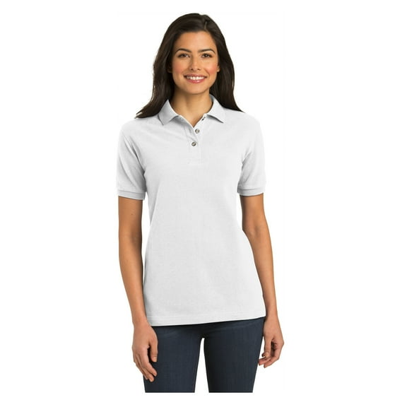 Port Authority Women's Heavyweight Cotton Pique Classic Fit Polo Shirt White X-Large