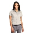 thumbnail image 1 of Port Authority Women's Short Sleeve Open Collar Shirt_Lght Stne/Clasc Navy_XS, 1 of 6
