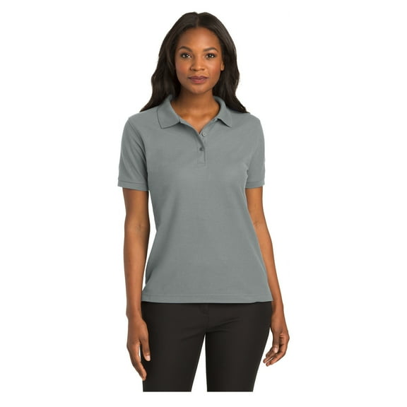 Port Authority Women's Short Sleeve Silk Touch Classic Polo Shirt Cool Grey 2X-Large