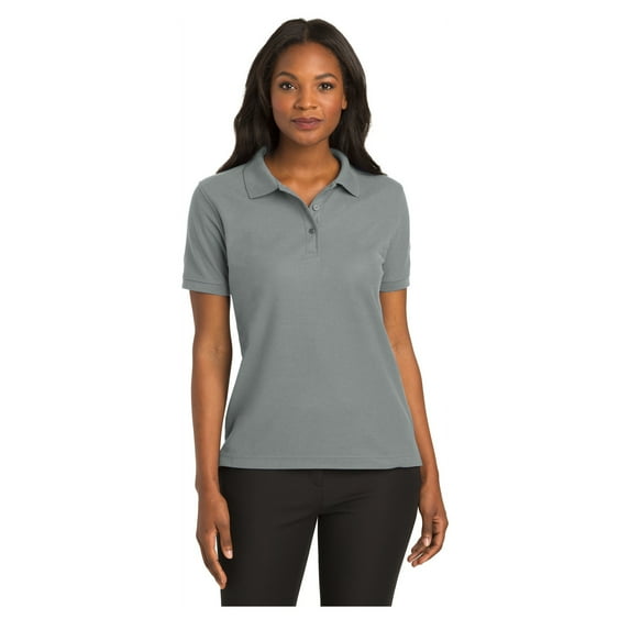 Port Authority Women's Short Sleeve Silk Touch Classic Polo Shirt Cool Grey 4X-Large