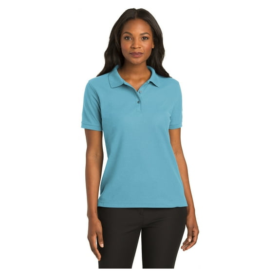 Port Authority Women's Short Sleeve Silk Touch Classic Polo Shirt Maui Blue 5X-Large