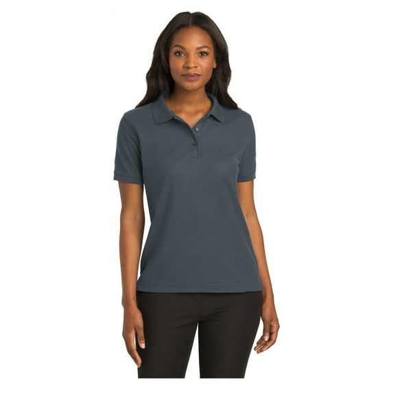 Port Authority Women's Short Sleeve Silk Touch Classic Polo Shirt Steel Grey X-Large