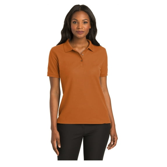 Port Authority Women's Short Sleeve Silk Touch Classic Polo Shirt Texas Orange Small