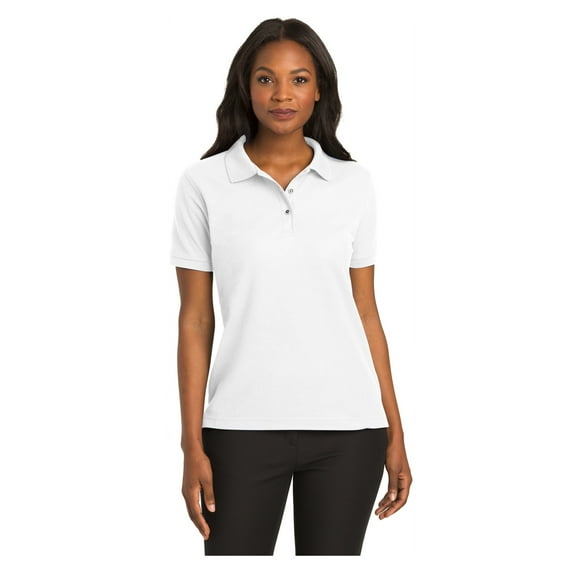 Port Authority Women's Short Sleeve Silk Touch Classic Polo Shirt White Small