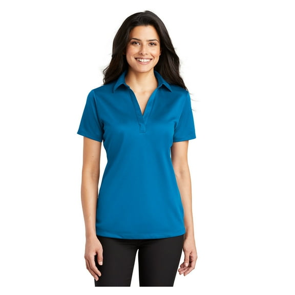 Port Authority Women's Silk Touch Performance Polo Moisture Wicking Shirt Brilliant Blue Large