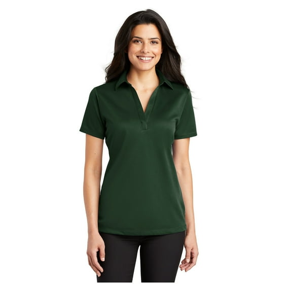 Port Authority Women's Silk Touch Performance Polo Moisture Wicking Shirt Dark Green Medium