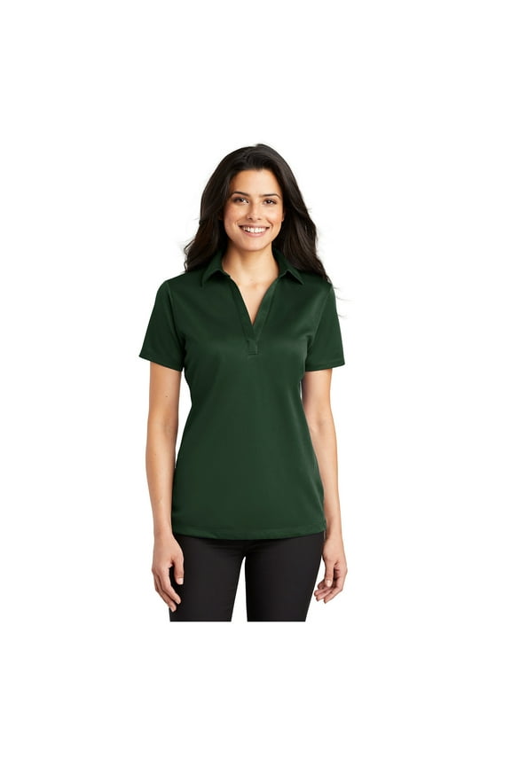Women's Silk Touch Performance Polo Moisture Wicking Shirt Dark Green Medium