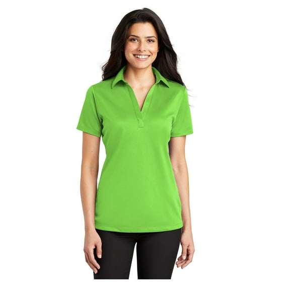 Port Authority Women's Silk Touch Performance Polo Moisture Wicking Shirt Lime 3X-Large