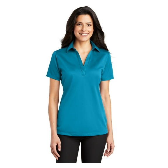 Port Authority Women's Silk Touch Performance Polo Moisture Wicking Shirt Parcel Blue Large