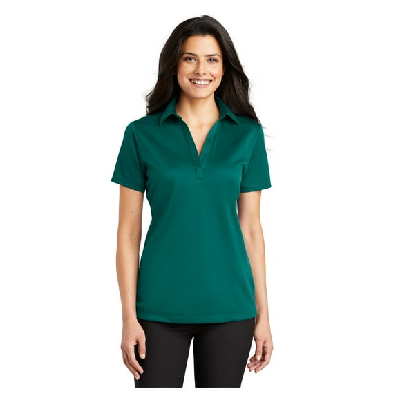 Port Authority Women's Silk Touch Performance Polo Moisture Wicking Shirt Teal Green Small