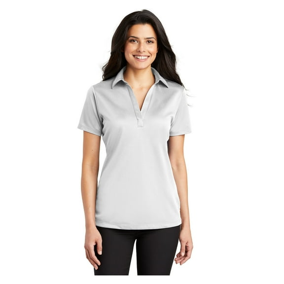 Port Authority Women's Silk Touch Performance Polo Moisture Wicking Shirt White X-Small