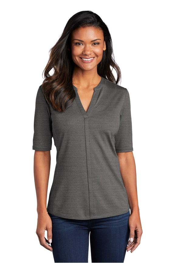 Women's Stretch Heather Open Neck Top LK583