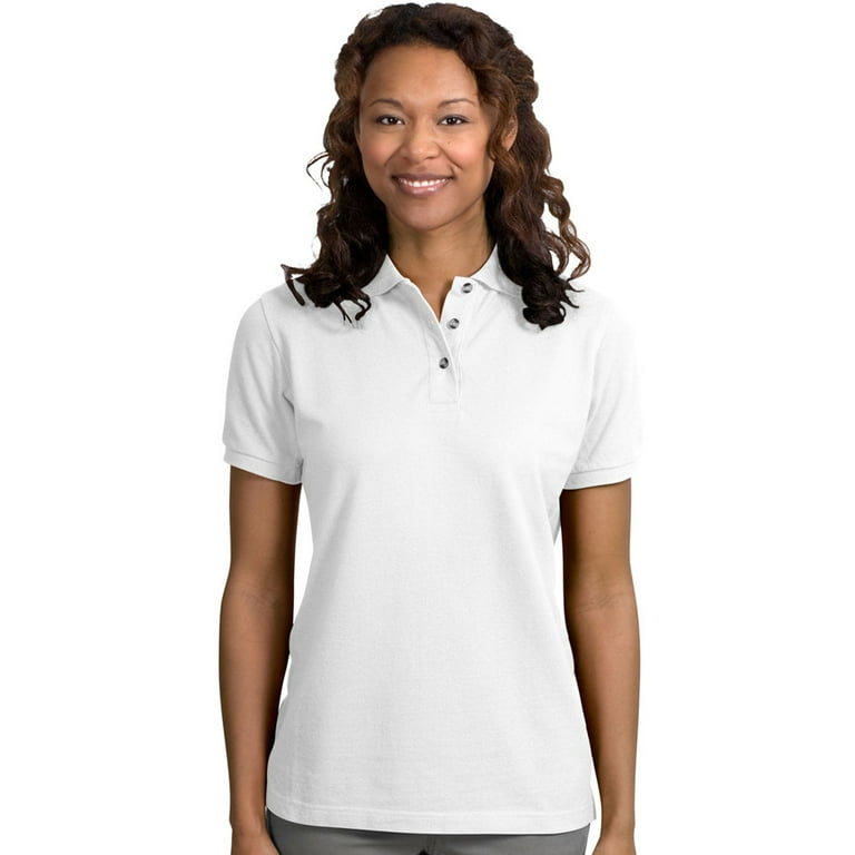 White polo 2025 shirt womens walmart