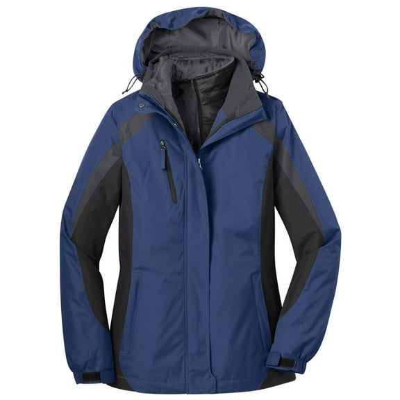 Port Authority Women's Waterproof Colorblock 3-In-1 Jacket_Ad Blu/Blk/Gry_L