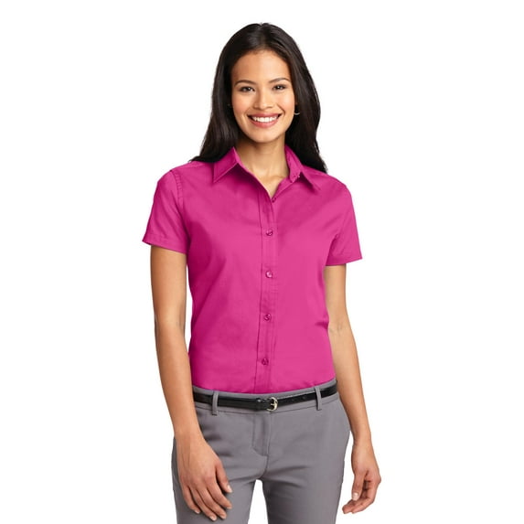 Port Authority Womens Short Sleeve Easy Care Shirt X-Small Tropical Pink