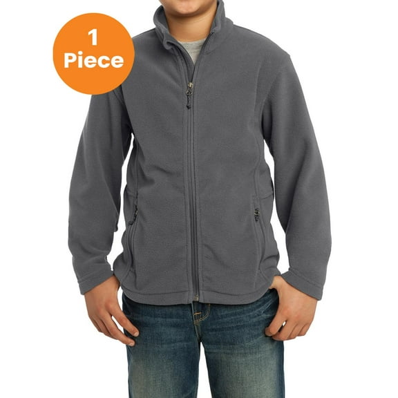 Port Authority Y217 Youth Value Fleece Jacket, Iron Grey, S, Boys Hoodies and Sweatshirts