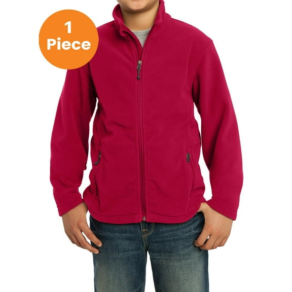 Port Authority Y217 Youth Value Fleece Jacket, True Red, L, Boys Hoodies and Sweatshirts