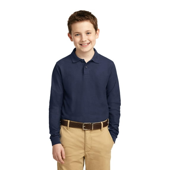 Port Authority Y500LS Youth Long Sleeve Silk Touch Polo, Boys Polo Shirts