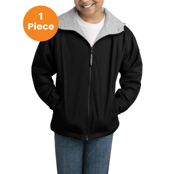 Port Authority YJP56 Youth Team Jacket , Black/Light Oxford, L, Boys Hoodies and Sweatshirts
