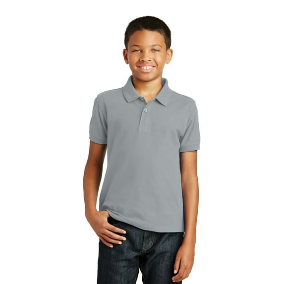 Port Authority Youth Core Classic Pique Polo Y100 - Gusty Grey - XS