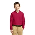 thumbnail image 1 of Port Authority Youth Long Sleeve Silk Touch Polo-L (Red), 1 of 6