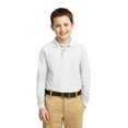 thumbnail image 1 of Port Authority Youth Long Sleeve Silk Touch Polo-L (White), 1 of 6