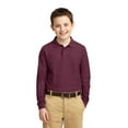 thumbnail image 1 of Port Authority Youth Long Sleeve Silk Touch Polo-M (Burgundy), 1 of 6