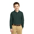 thumbnail image 1 of Port Authority Youth Long Sleeve Silk Touch Polo-XL (Dark Green), 1 of 6