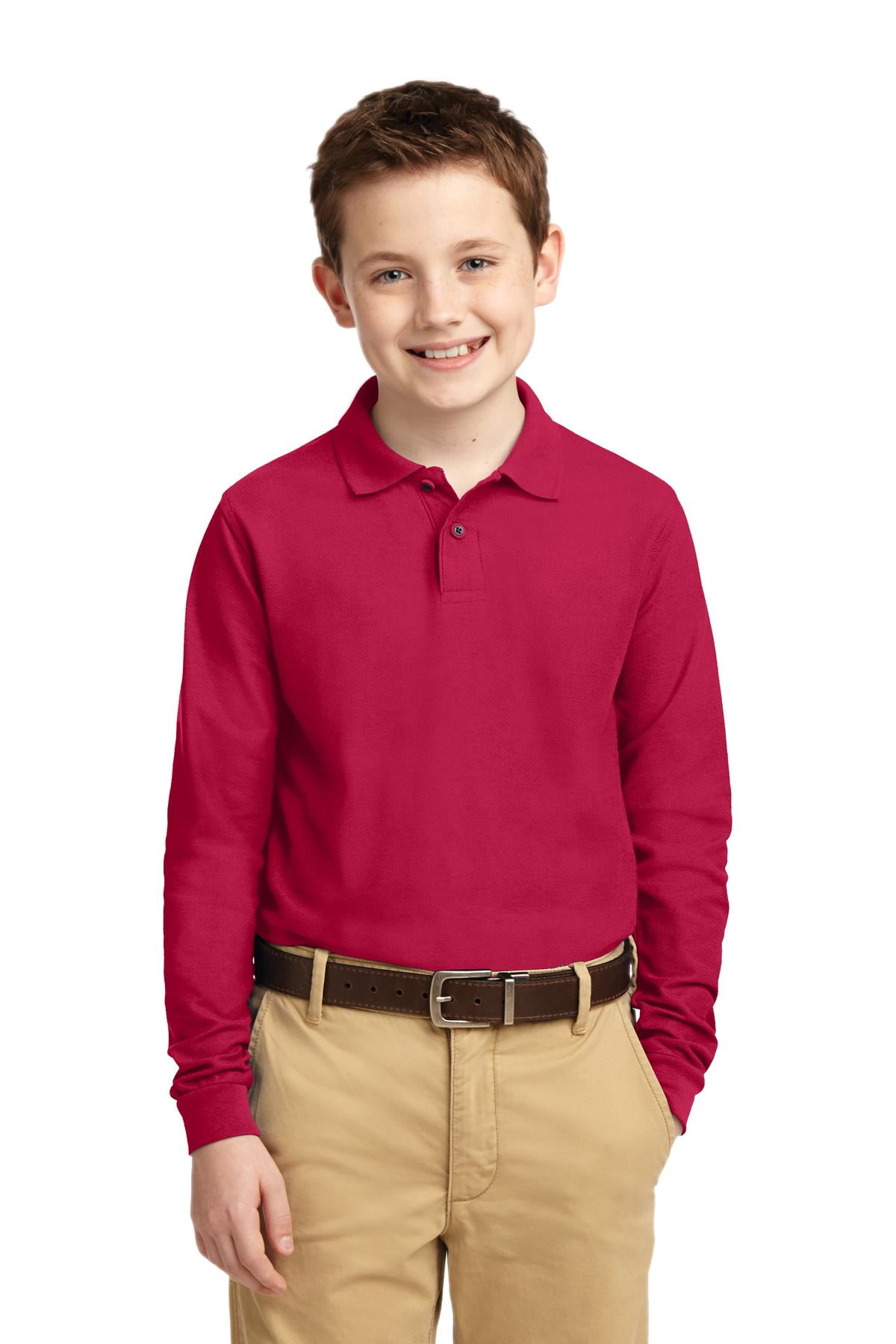 Boys red long sleeve polo 2025