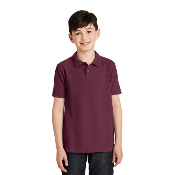 Port Authority Youth Silk Touch Polo-L (Burgundy)