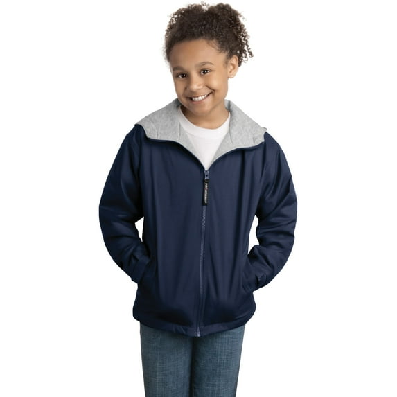 Port Authority Youth Team Jacket-XS (Bright Navy/Light Oxford)