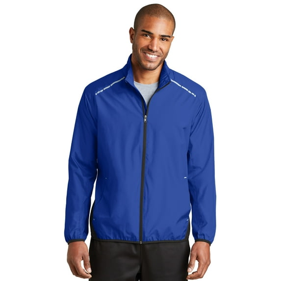 Port Authority Zephyr Reflective Hit Full Zip Jacket-2XL (True Royal/ Deep Black)