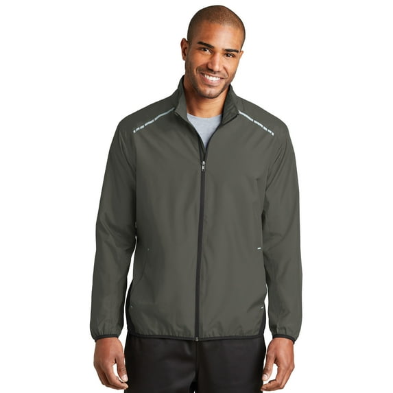 Port Authority Zephyr Reflective Hit Full Zip Jacket-M (Grey Steel/ Deep Black)