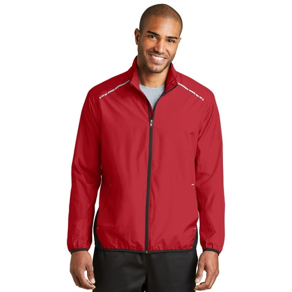 Port Authority Zephyr Reflective Hit Full Zip Jacket-S (Rich Red/ Deep Black)